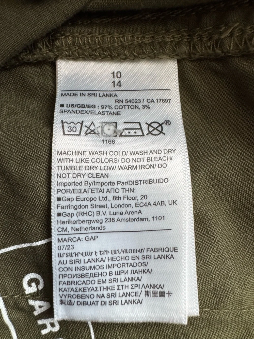 GAP Olive Green Downtown Khaki Ankle Cropped Straight Leg Chino Pants Size 10